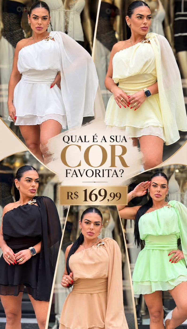 Blusa feminina de um ombro só em cinco cores